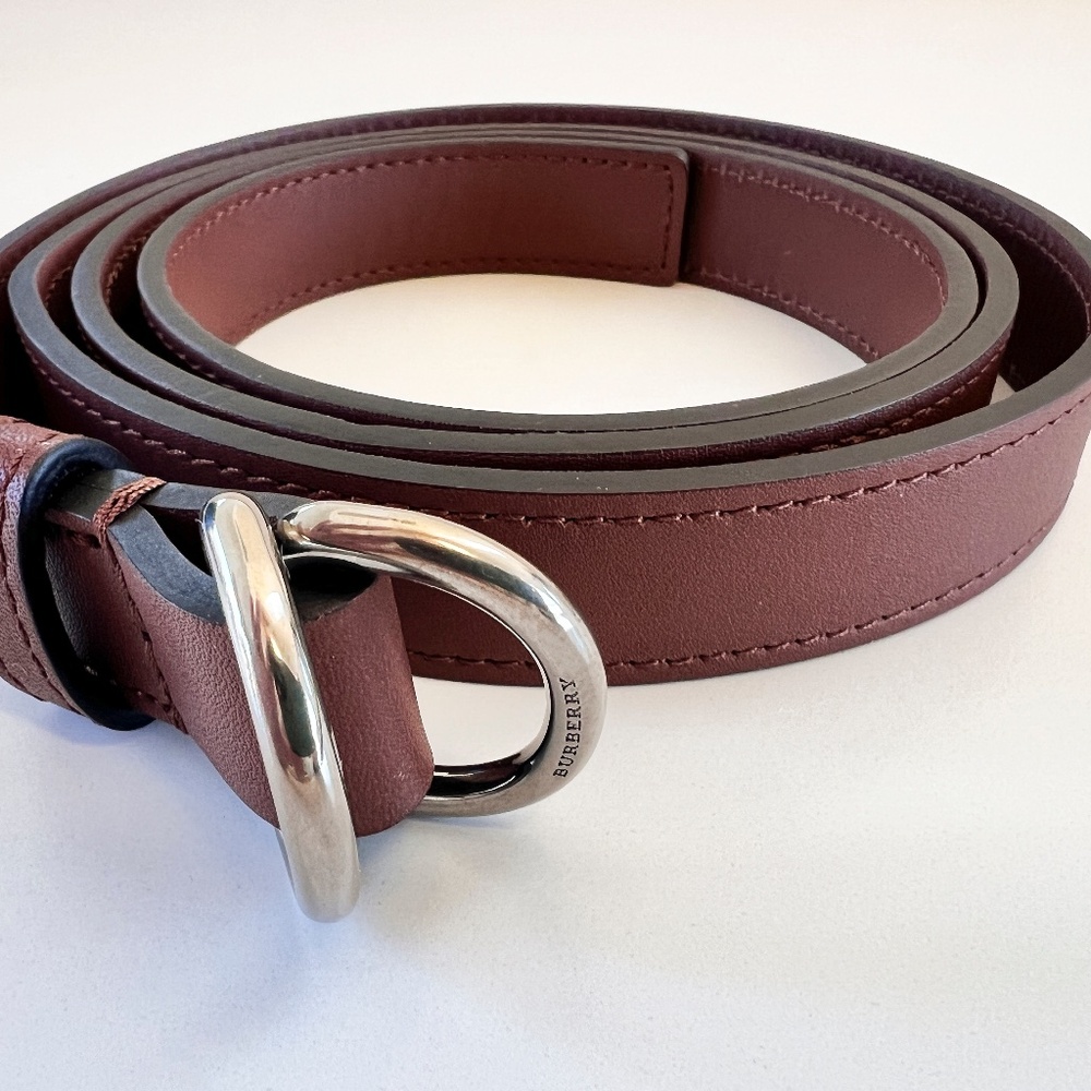 Burberry Double D Ring Brown Wraparound Leather Belt